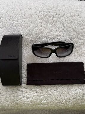 Prada Black Logo Triangle Arm Sunglasses